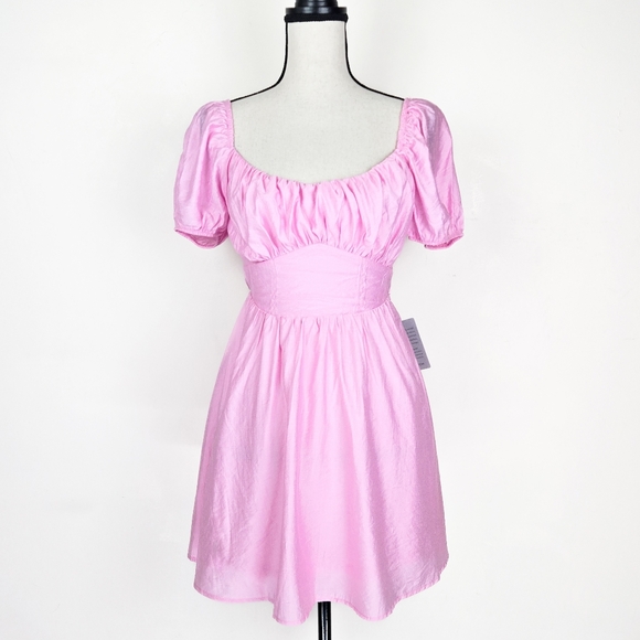 Blu Pepper Dresses & Skirts - 🦋LAST🦋 NWT Blu Pepper Puff Sleeve Tie Back Mini Dress, Pink, Size Medium
